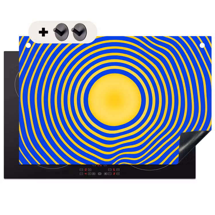 Induction Hob Cover & Splashback (2-in-1) - Abstract Pattern - Blue — 1