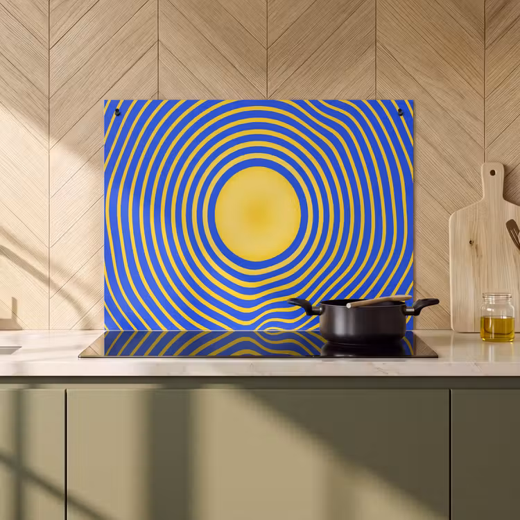 Induction Hob Cover & Splashback (2-in-1) - Abstract Pattern - Blue — 2