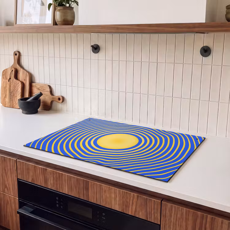 Induction Hob Cover & Splashback (2-in-1) - Abstract Pattern - Blue — 3