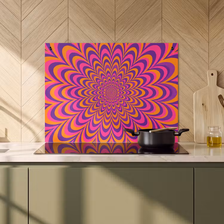 Induction Hob Cover & Splashback (2-in-1) - Pattern - Optical - Colorful — 2