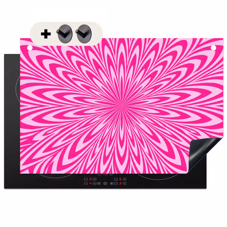 Induction Hob Cover & Splashback (2-in-1) - Pattern - Optical - Pink — 1