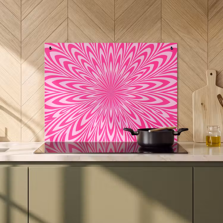 Induction Hob Cover & Splashback (2-in-1) - Pattern - Optical - Pink — 2