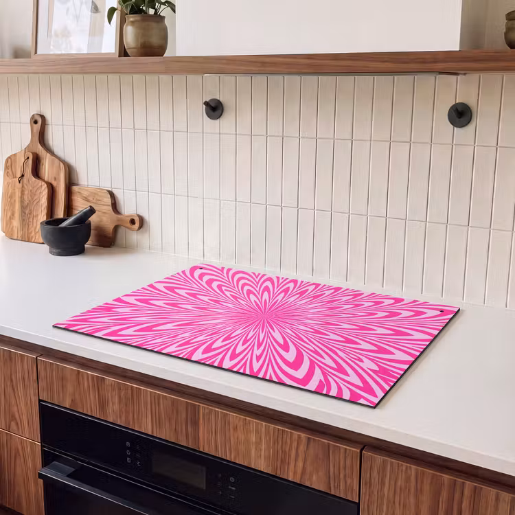 Induction Hob Cover & Splashback (2-in-1) - Pattern - Optical - Pink — 3