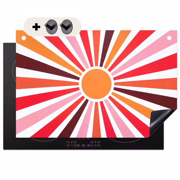 Induction Hob Cover & Splashback (2-in-1) - Sun - Rays - Abstract - Colorful — 1