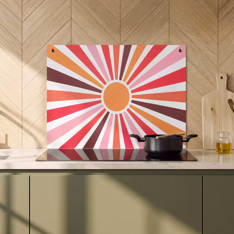 Induction Hob Cover & Splashback (2-in-1) - Sun - Rays - Abstract - Colorful — 2