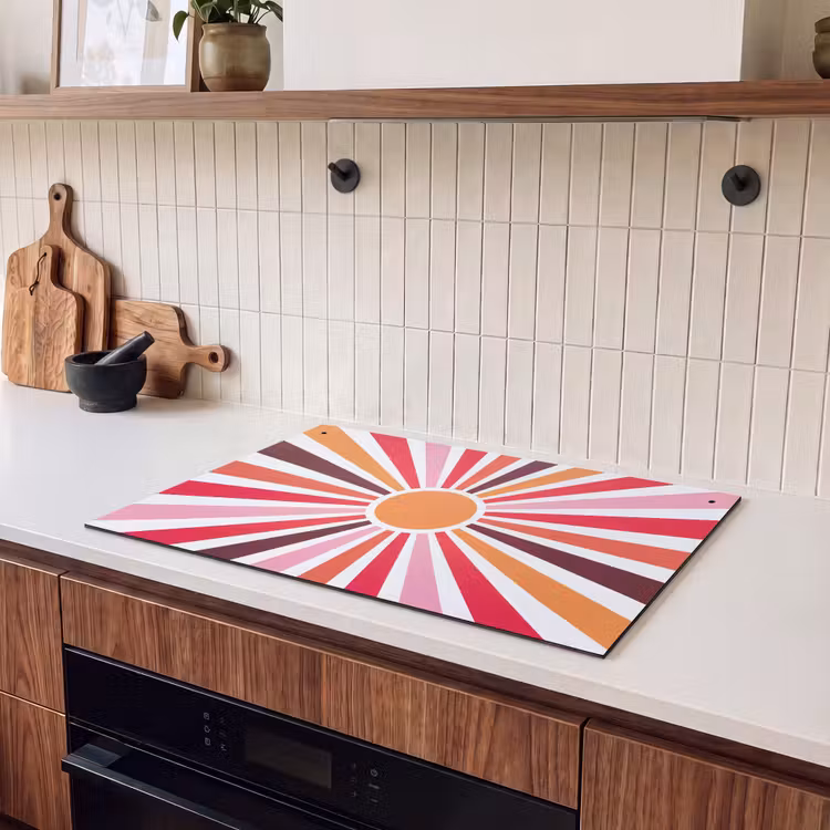 Induction Hob Cover & Splashback (2-in-1) - Sun - Rays - Abstract - Colorful — 3