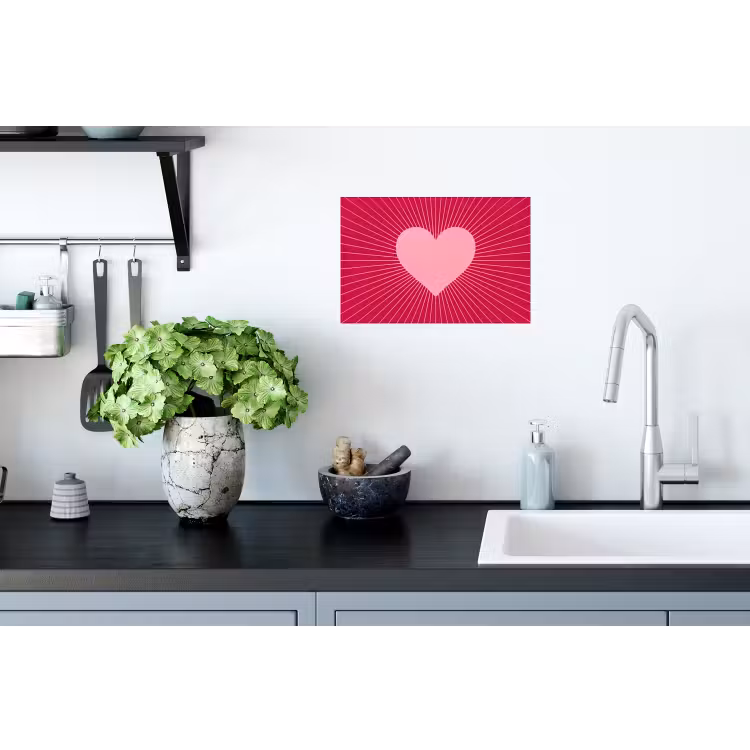 Wall Sticker - Heart - Rays - Love - Abstract - Pink — 2