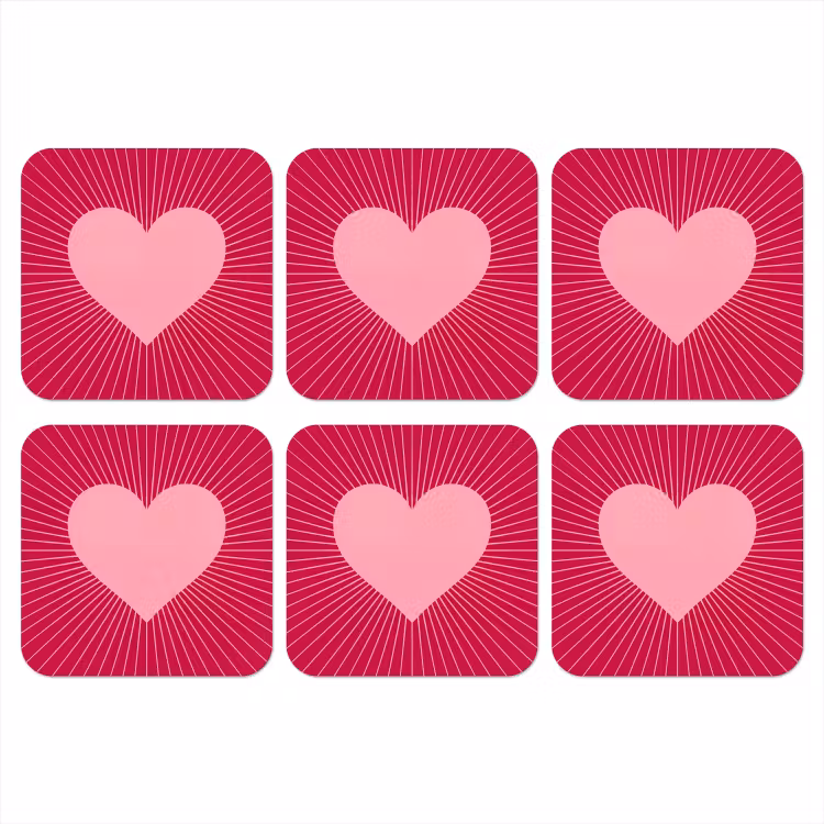 Coaster - Heart - Rays - Love - Abstract - Pink — 1