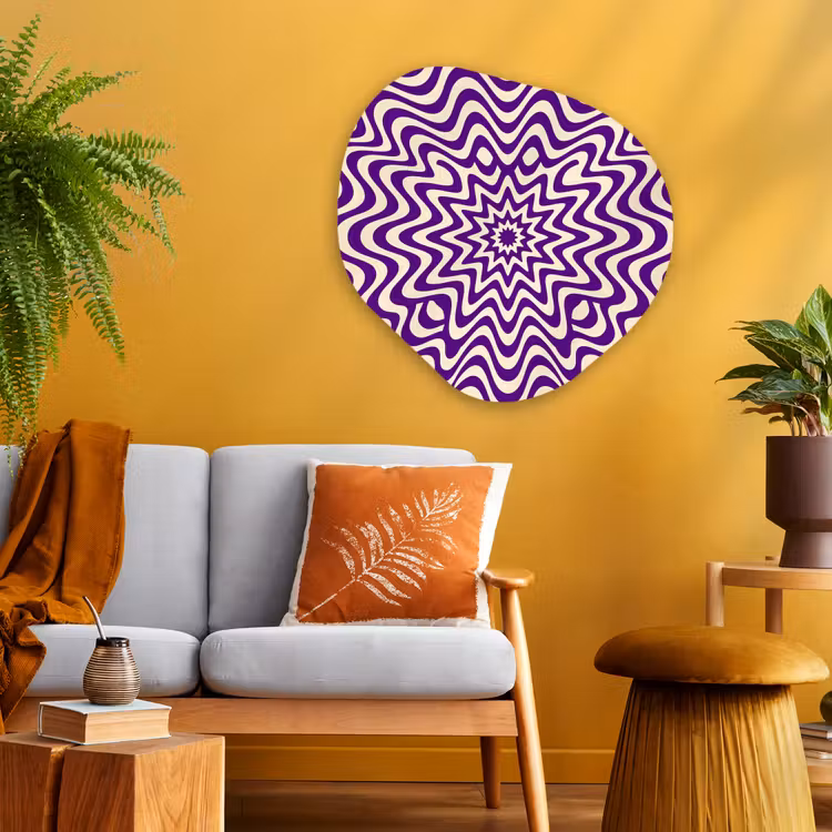 Organic painting - Aluminum -. Abstract - Waves - Optical - Modern - Purple — 3