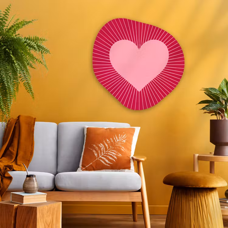 Organic painting - Aluminum -. Heart - Rays - Love - Abstract - Pink — 3
