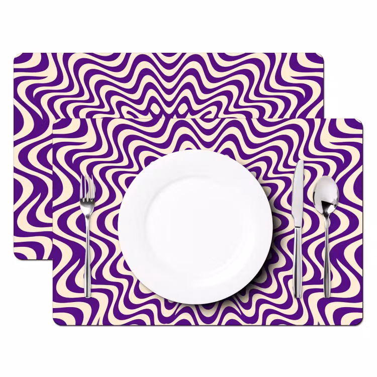 Placemat - 6 pieces - Abstract - Waves - Optical - Modern - Purple — 2