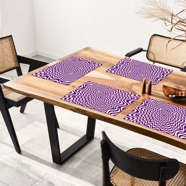 Placemat - 6 pieces - Abstract - Waves - Optical - Modern - Purple — 4
