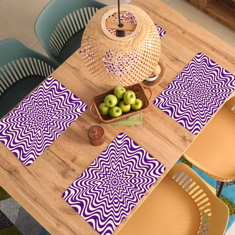 Placemat - 6 pieces - Abstract - Waves - Optical - Modern - Purple — 5