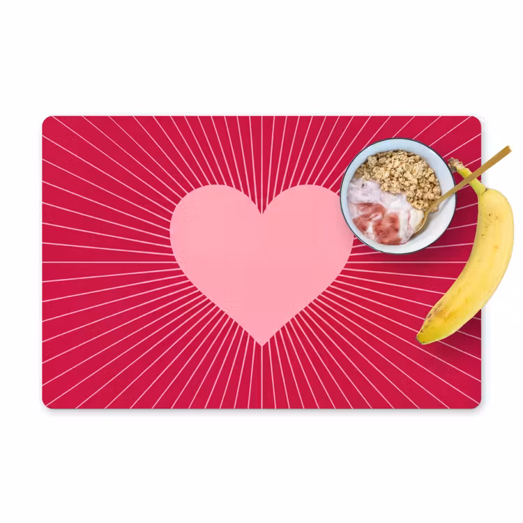 Placemat - 6 pieces - Heart - Rays - Love - Abstract - Pink — 1