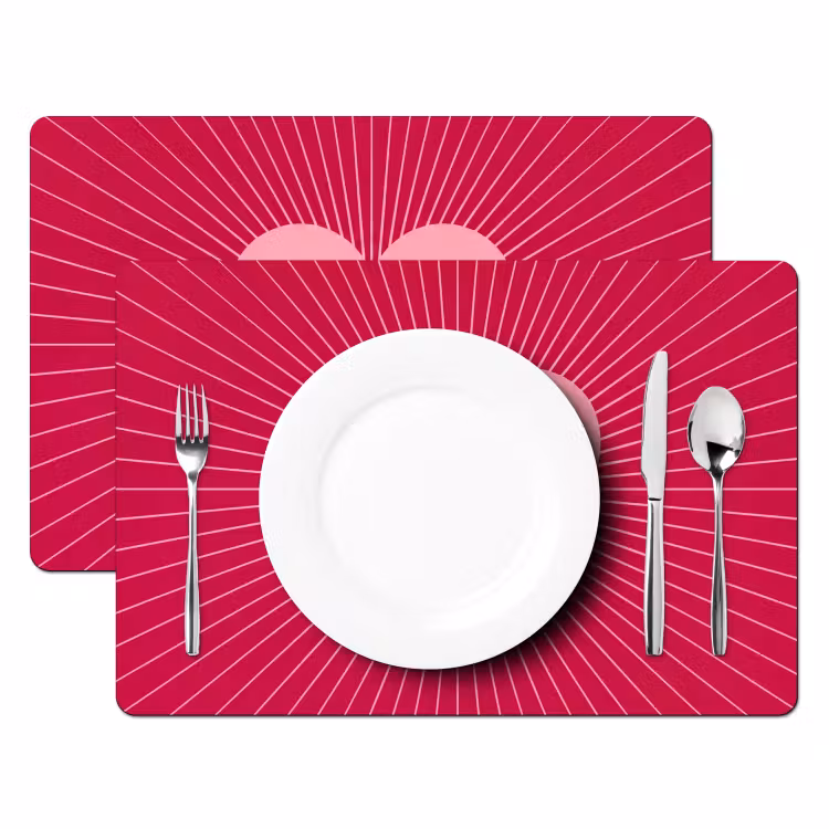 Placemat - 6 pieces - Heart - Rays - Love - Abstract - Pink — 2