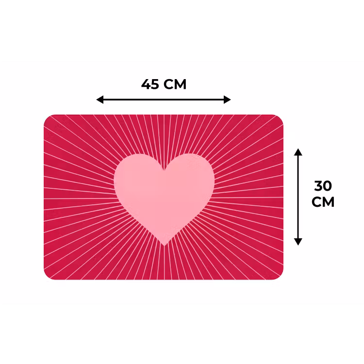 Placemat - 6 pieces - Heart - Rays - Love - Abstract - Pink — 3