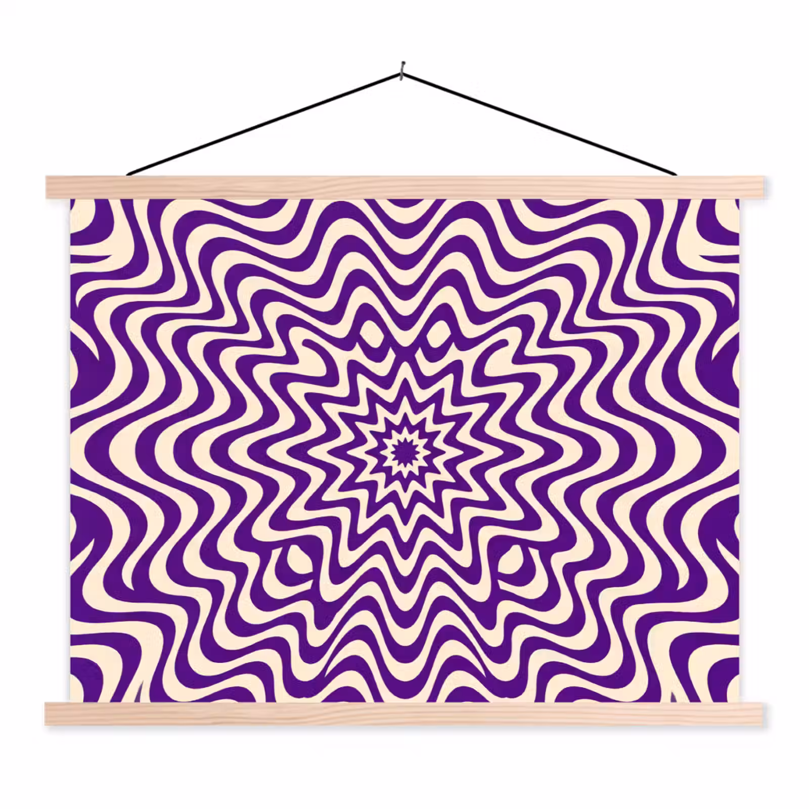 Hanging Poster - Abstract - Waves - Optical - Modern - Purple — 1
