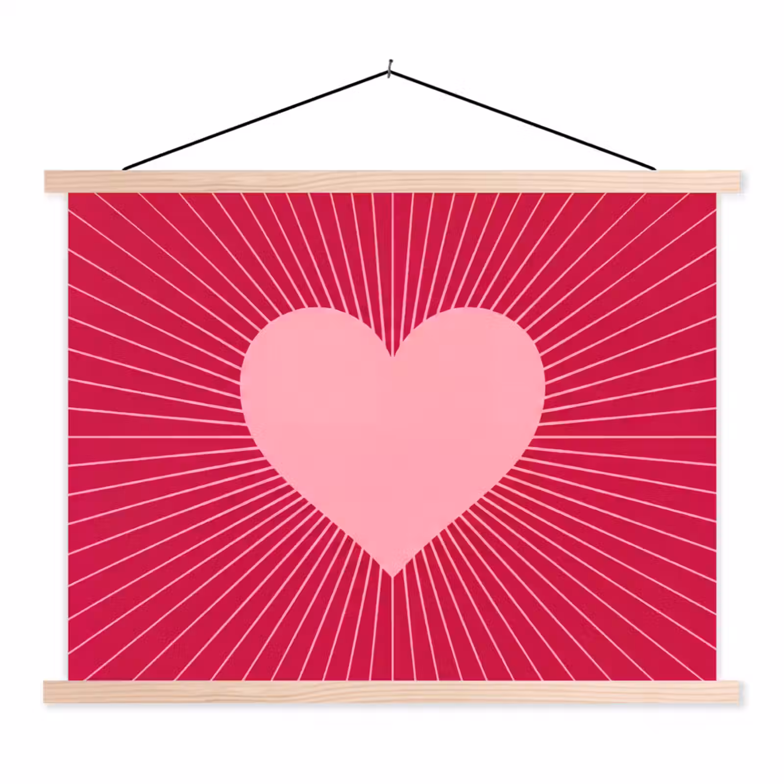Hanging Poster - Heart - Rays - Love - Abstract - Pink — 1