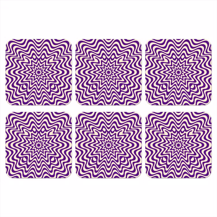 Coaster - Abstract - Waves - Optical - Modern - Purple — 1