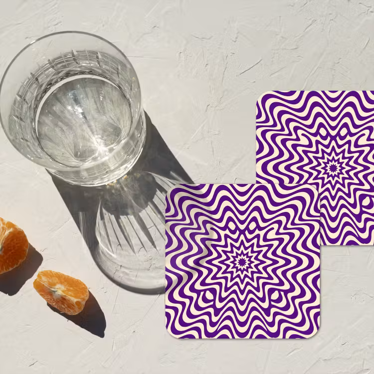 Coaster - Abstract - Waves - Optical - Modern - Purple — 2
