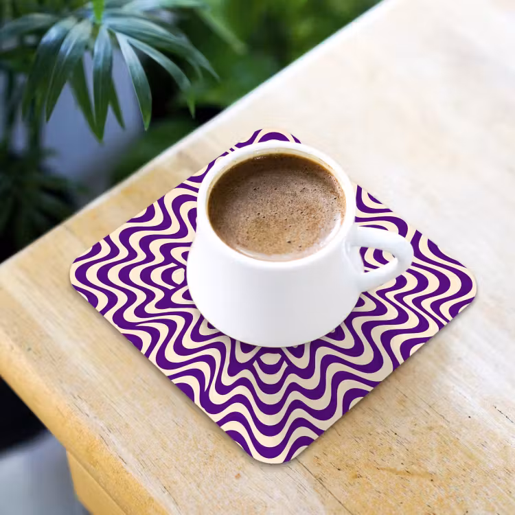 Coaster - Abstract - Waves - Optical - Modern - Purple — 3