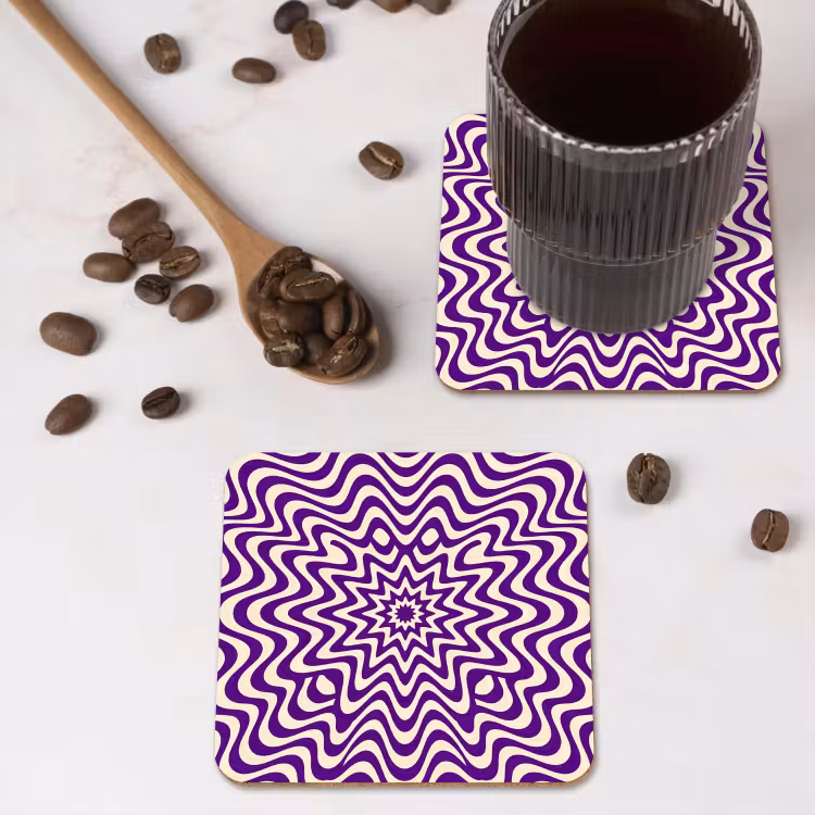 Coaster - Abstract - Waves - Optical - Modern - Purple — 4
