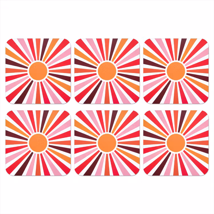 Coaster - Sun - Rays - Abstract - Colorful — 1