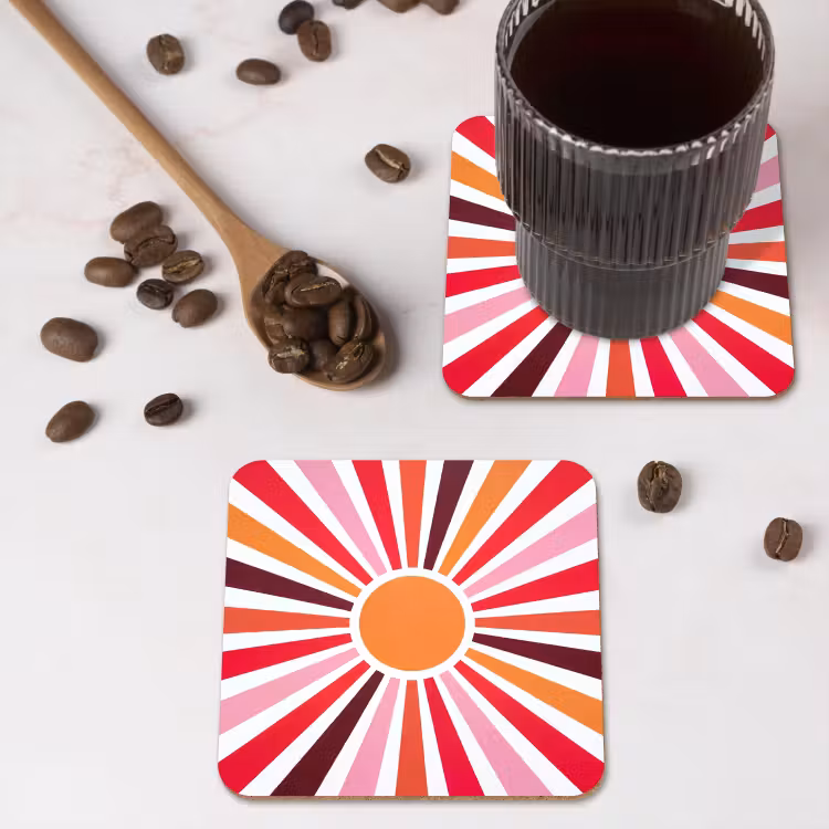 Coaster - Sun - Rays - Abstract - Colorful — 4