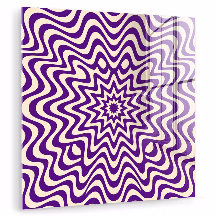 Glass Print - Abstract - Waves - Optical - Modern - Purple — 1