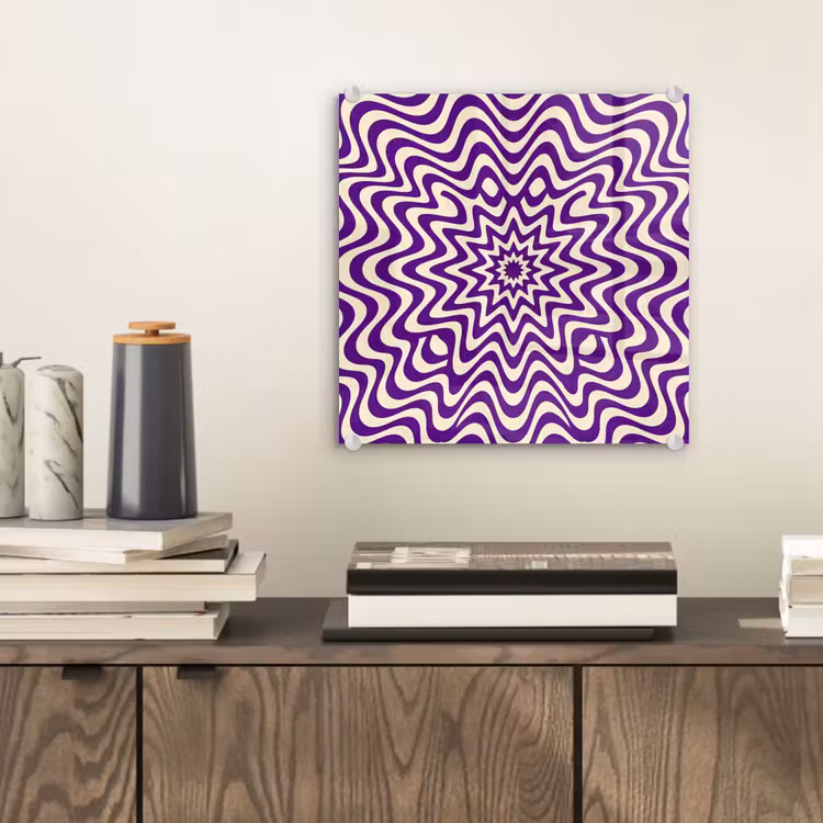 Glass Print - Abstract - Waves - Optical - Modern - Purple — 2