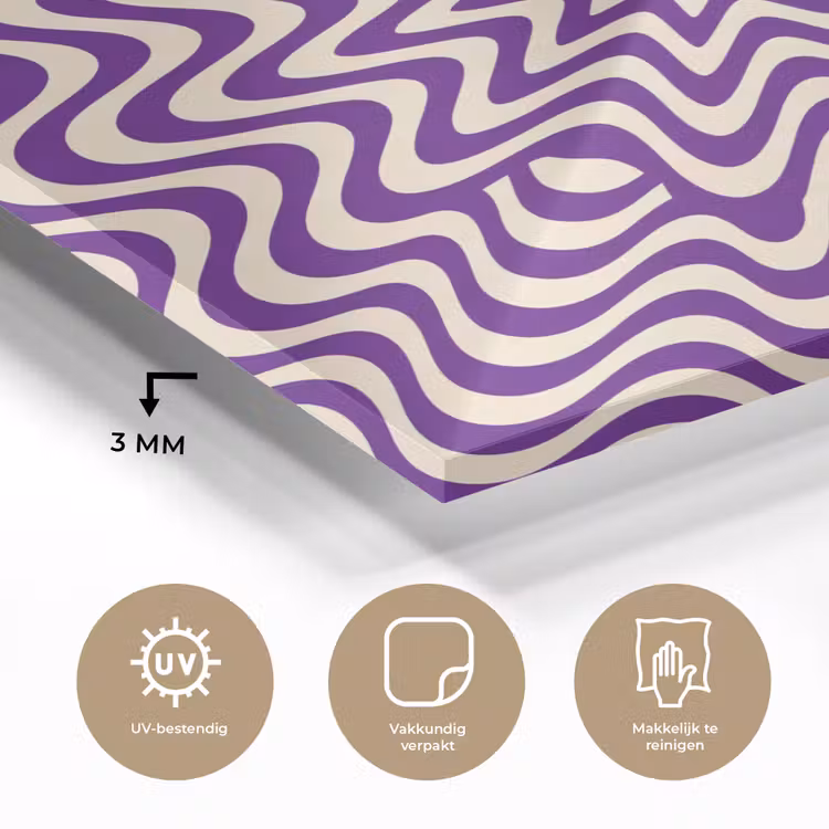 Glass Print - Abstract - Waves - Optical - Modern - Purple — 3