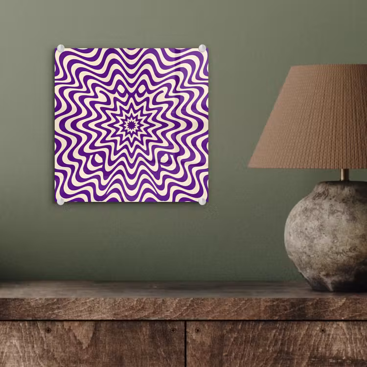 Glass Print - Abstract - Waves - Optical - Modern - Purple — 4