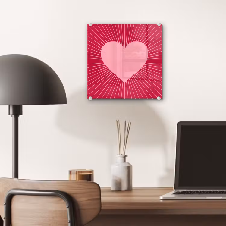 Glass Print - Heart - Rays - Love - Abstract - Pink — 7