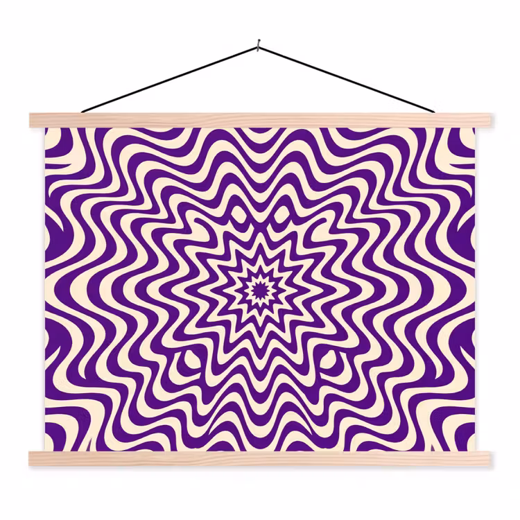 Hanging Poster - Abstract - Waves - Optical - Modern - Purple — 1