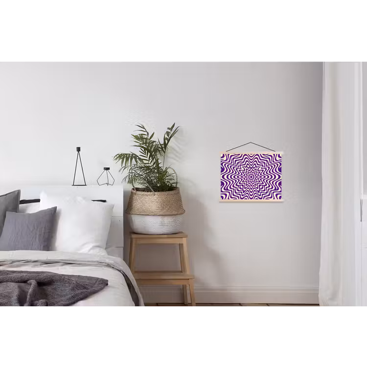 Hanging Poster - Abstract - Waves - Optical - Modern - Purple — 2