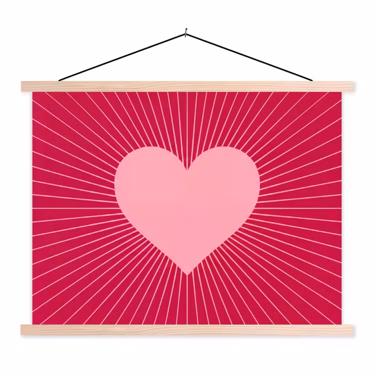 Hanging Poster - Heart - Rays - Love - Abstract - Pink — 1