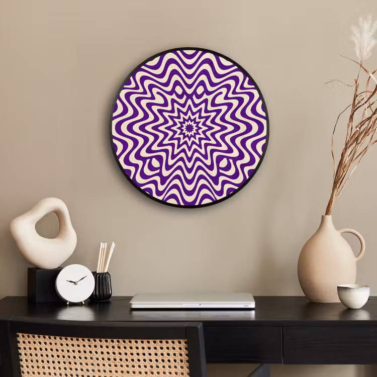 Photo Frame Round - Abstract - Waves - Optical - Modern - Purple — 2