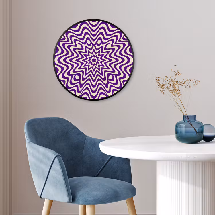 Photo Frame Round - Abstract - Waves - Optical - Modern - Purple — 3