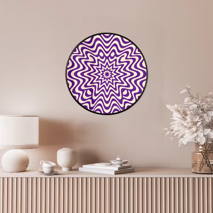 Photo Frame Round - Abstract - Waves - Optical - Modern - Purple — 4