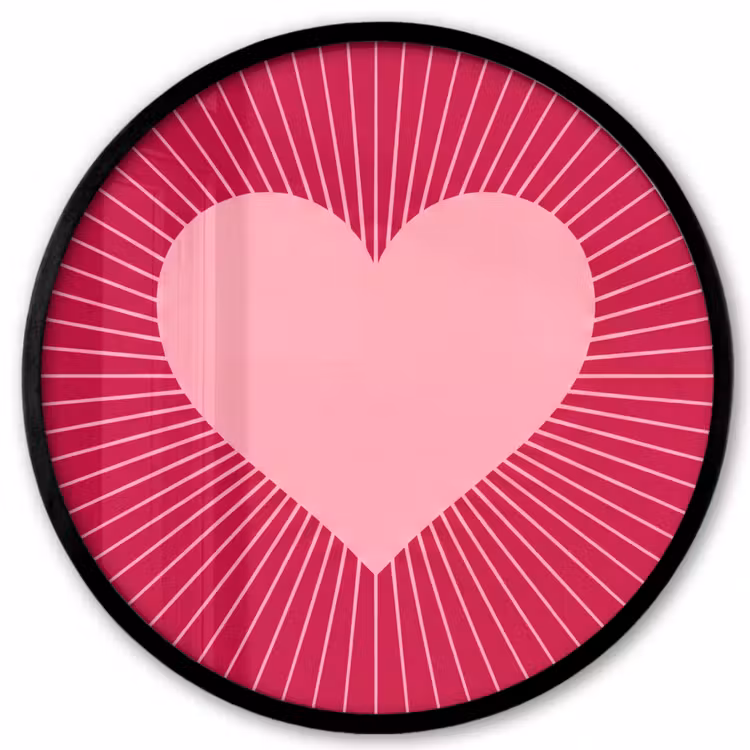 Photo Frame Round - Heart - Rays - Love - Abstract - Pink — 1