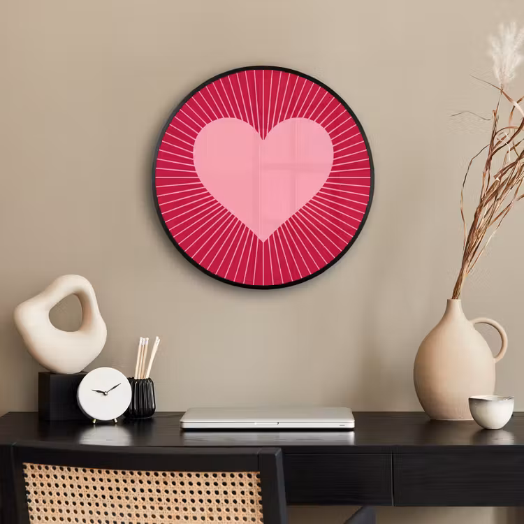 Photo Frame Round - Heart - Rays - Love - Abstract - Pink — 2