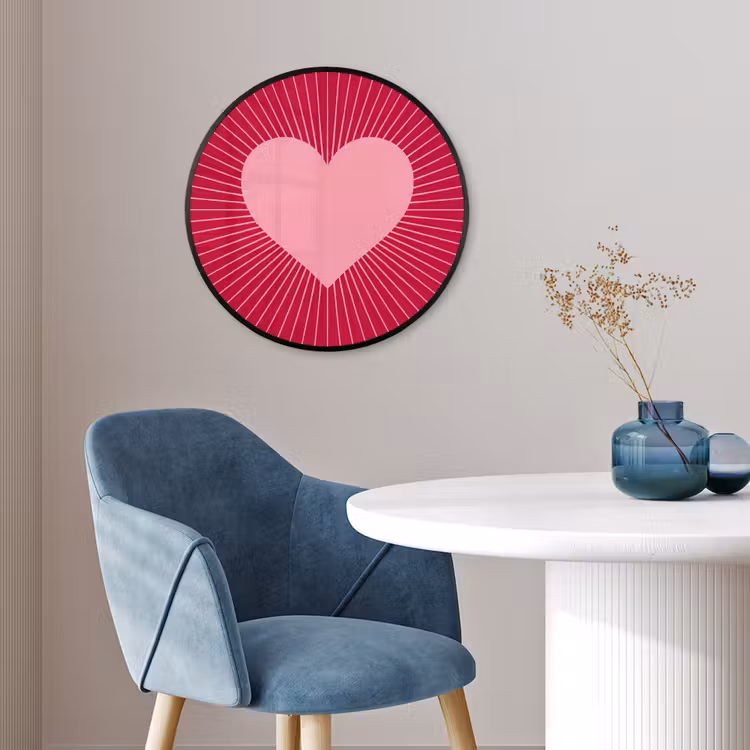 Photo Frame Round - Heart - Rays - Love - Abstract - Pink — 3