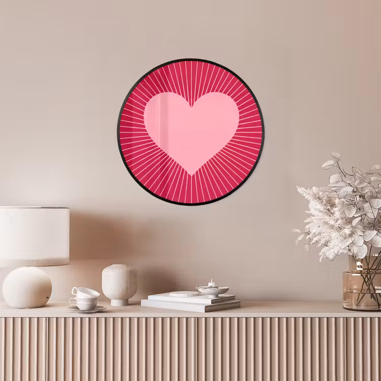 Photo Frame Round - Heart - Rays - Love - Abstract - Pink — 4