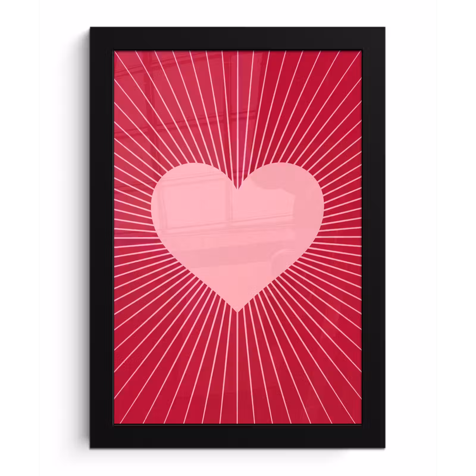 Framed Prints - Heart - Rays - Love - Abstract - Pink — 1