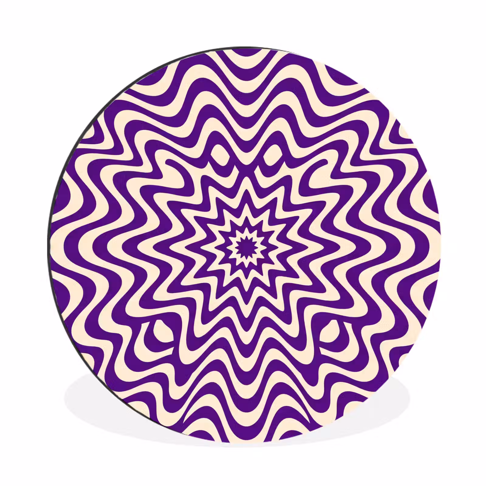 Wall circle - Aluminum - Abstract - Waves - Optical - Modern - Purple — 1