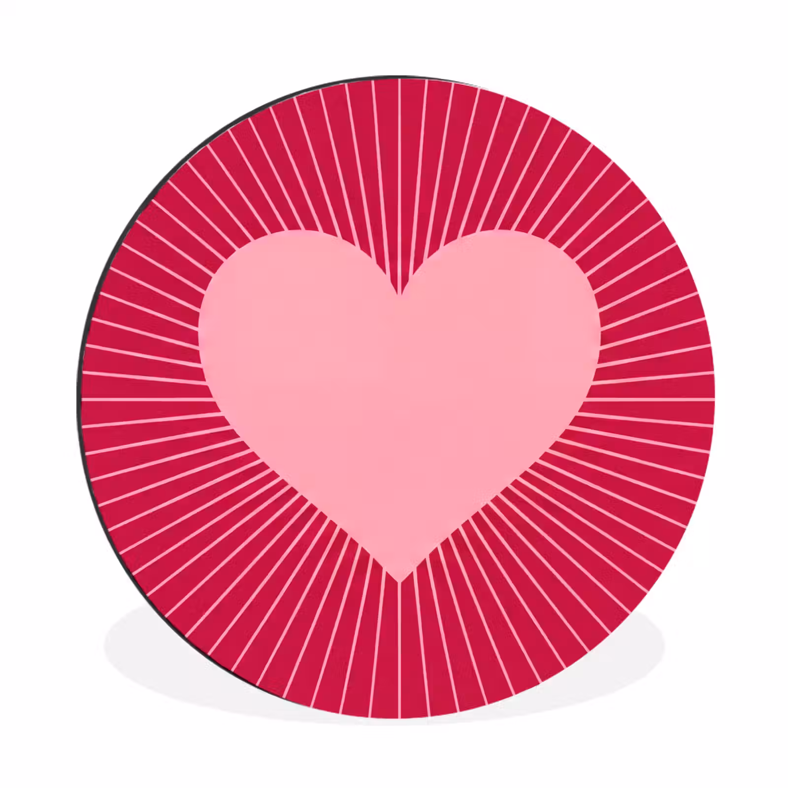 Wall circle - Aluminum - Heart - Rays - Love - Abstract - Pink — 1