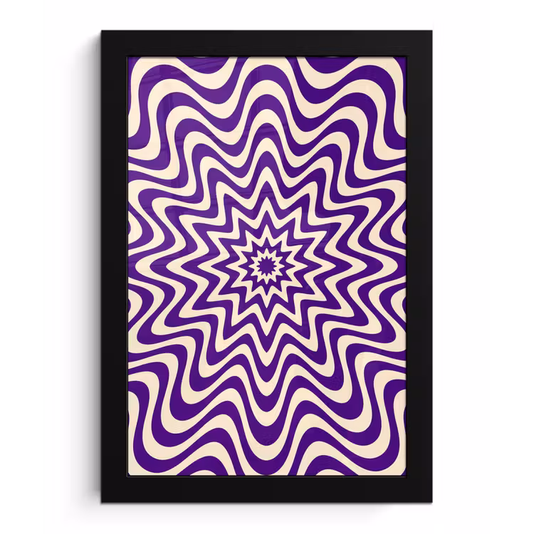 Framed Prints - Abstract - Waves - Optical - Modern - Purple — 1