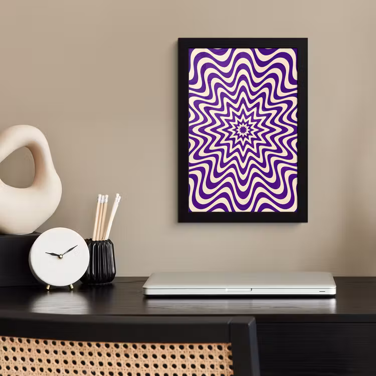 Framed Prints - Abstract - Waves - Optical - Modern - Purple — 2