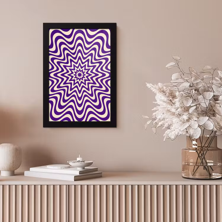 Framed Prints - Abstract - Waves - Optical - Modern - Purple — 5