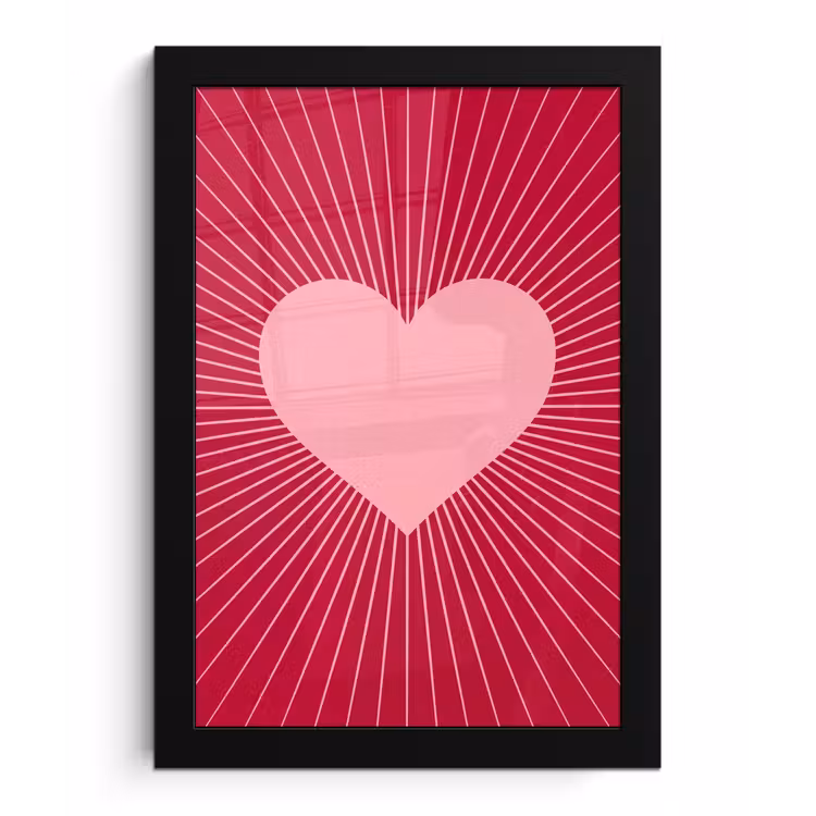 Framed Prints - Heart - Rays - Love - Abstract - Pink — 1